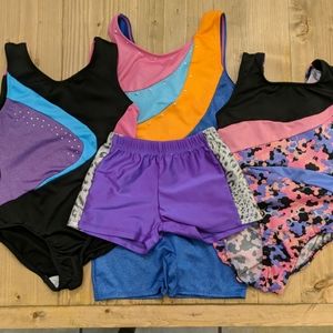 Bundle 3 leotards and shorts